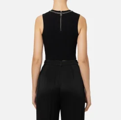 Elisabetta Franchi Top And T-Shirts|Top in viscose fabric with chain Black