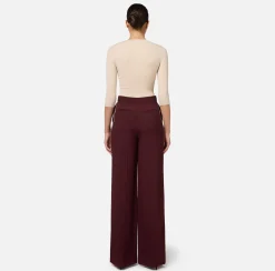 Elisabetta Franchi Knitwear And Sweatshirts|Top with V-neck in narrow-ribbed lyocell and silk fabric with logo embroidery Latex