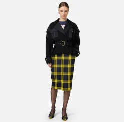 Elisabetta Franchi Jackets And Trench Coats|Trench coat in viscose with voile fabric inserts Black