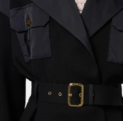 Elisabetta Franchi Jackets And Trench Coats|Trench coat in viscose with voile fabric inserts Black