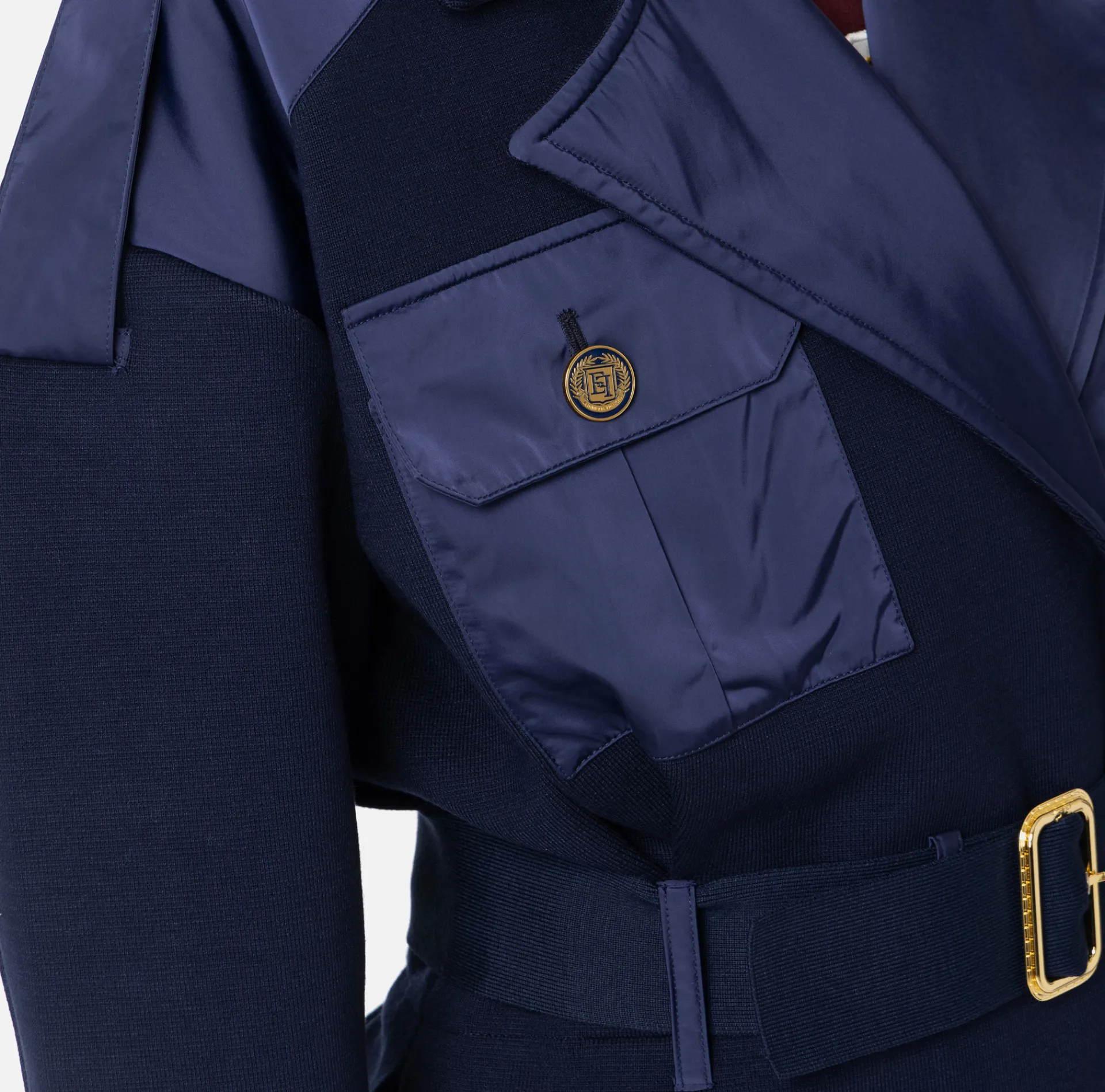 Elisabetta Franchi Jackets And Trench Coats|Trench coat in viscose with voile fabric inserts Navy