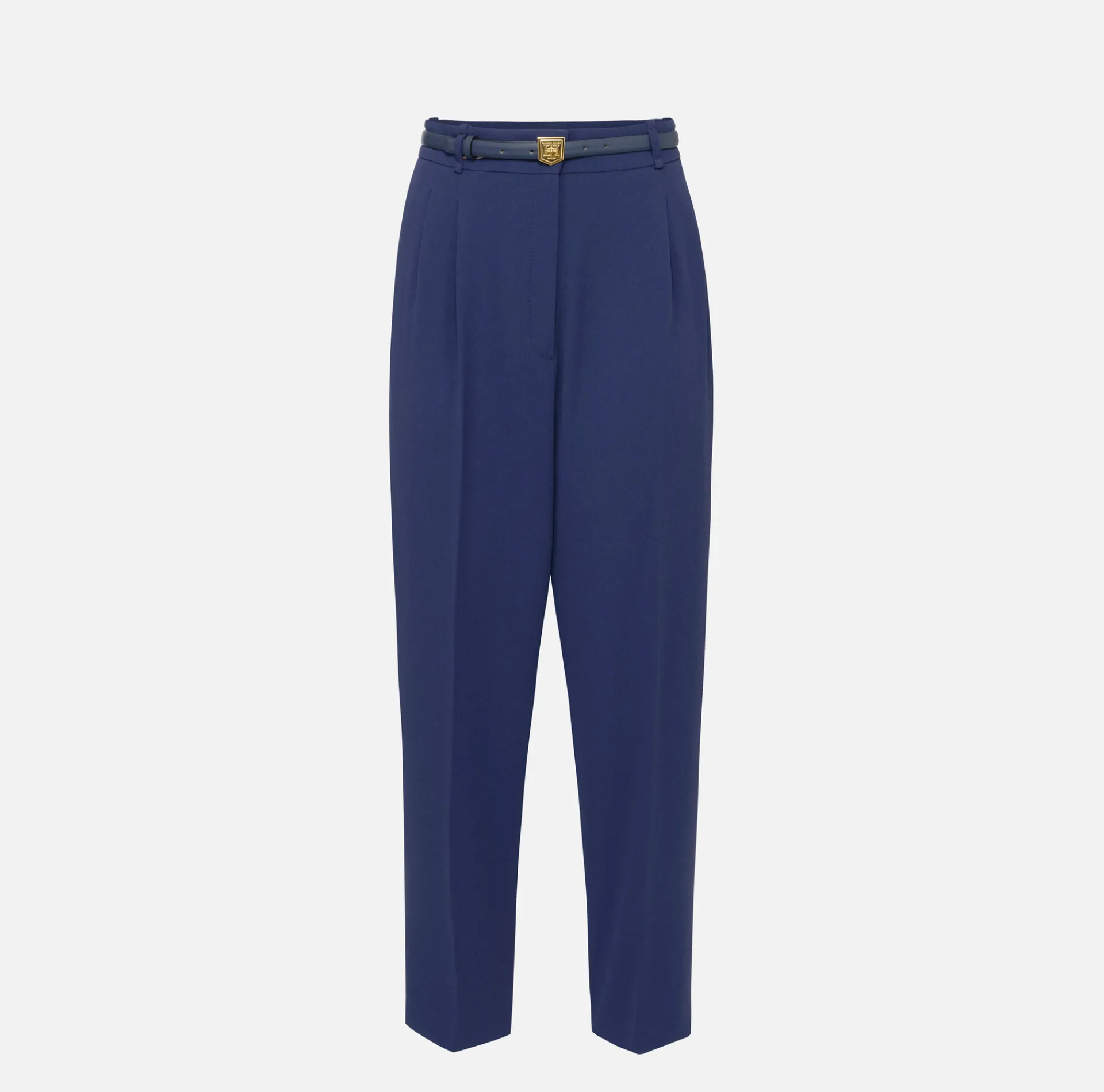 Elisabetta Franchi Trousers And Shorts|Trousers in crêpe fabric with belt and embroidery Navy