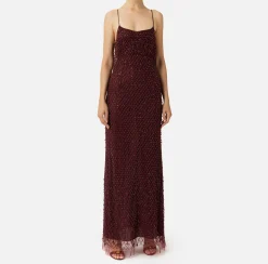 Elisabetta Franchi Red Carpet Dresses|Red Carpet|Tulle red carpet dress embroidered with diamond pattern sequins RougeNoir