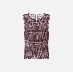 Elisabetta Franchi Top And T-Shirts|Tulle top embroidered with pixel pattern sequins RougeNoir