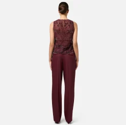 Elisabetta Franchi Top And T-Shirts|Tulle top embroidered with pixel pattern sequins RougeNoir