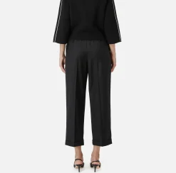 Elisabetta Franchi Trousers And Shorts|Turned-up trousers in cool wool with darts Black
