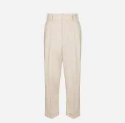 Elisabetta Franchi Trousers And Shorts|Turned-up trousers in cool wool with darts Cream