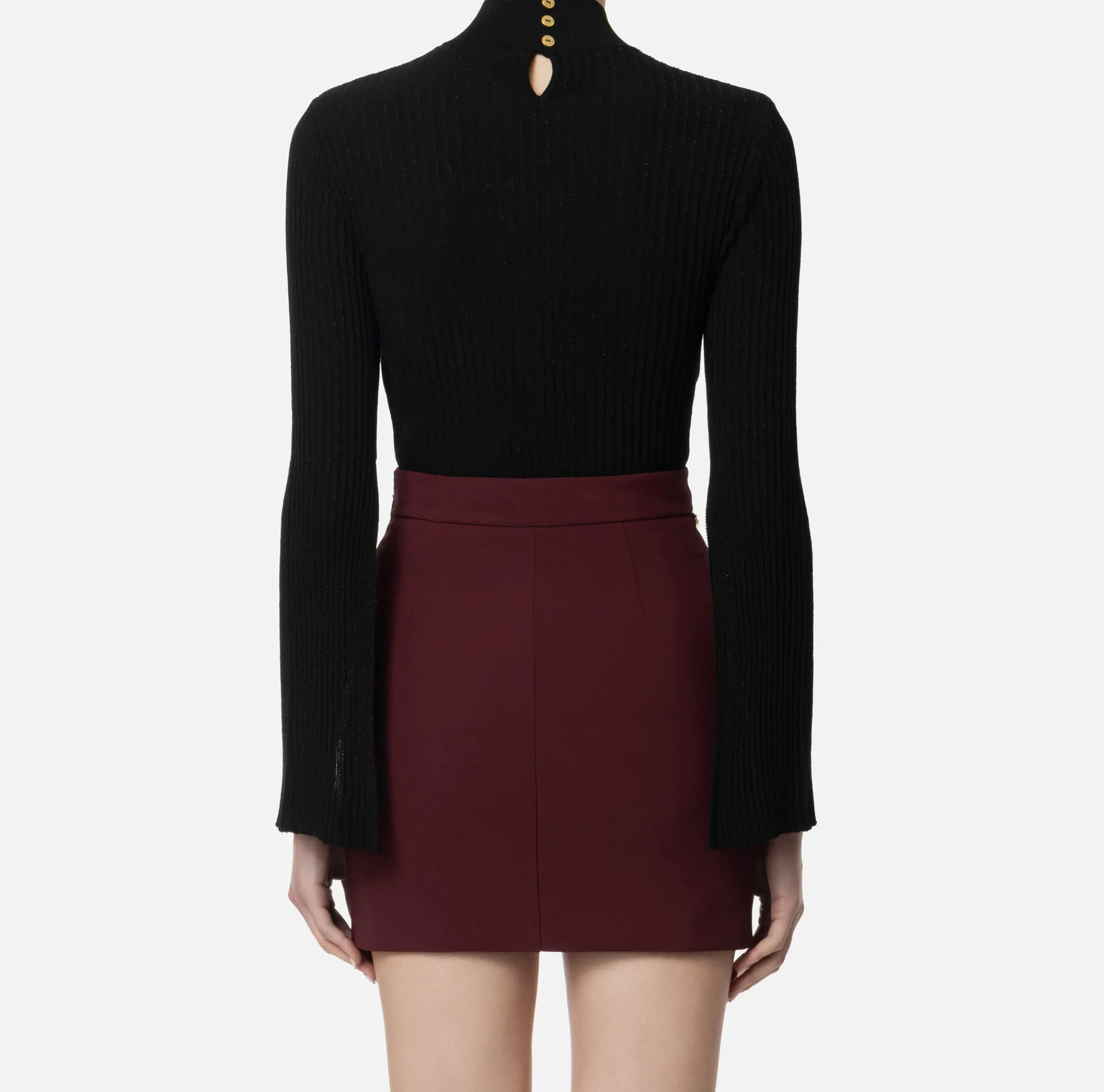 Elisabetta Franchi Knitwear And Sweatshirts|Turtleneck in narrow-ribbed lurex and viscose fabric Black