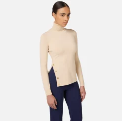 Elisabetta Franchi Knitwear And Sweatshirts|Turtleneck in viscose fabric with buttons on the side Latex