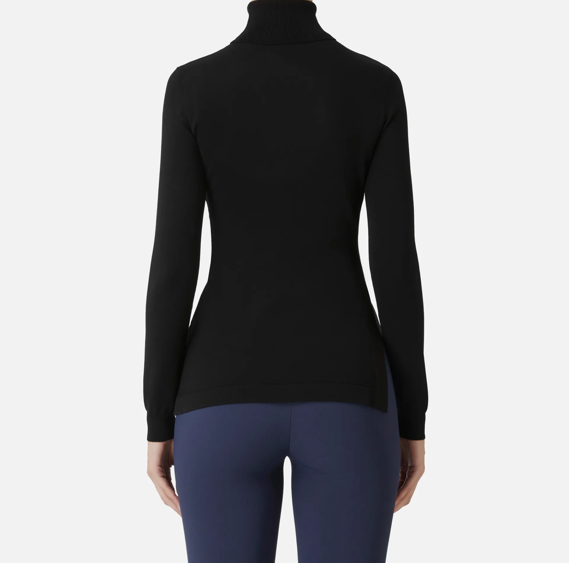 Elisabetta Franchi Knitwear And Sweatshirts|Turtleneck in viscose fabric with buttons on the side Black