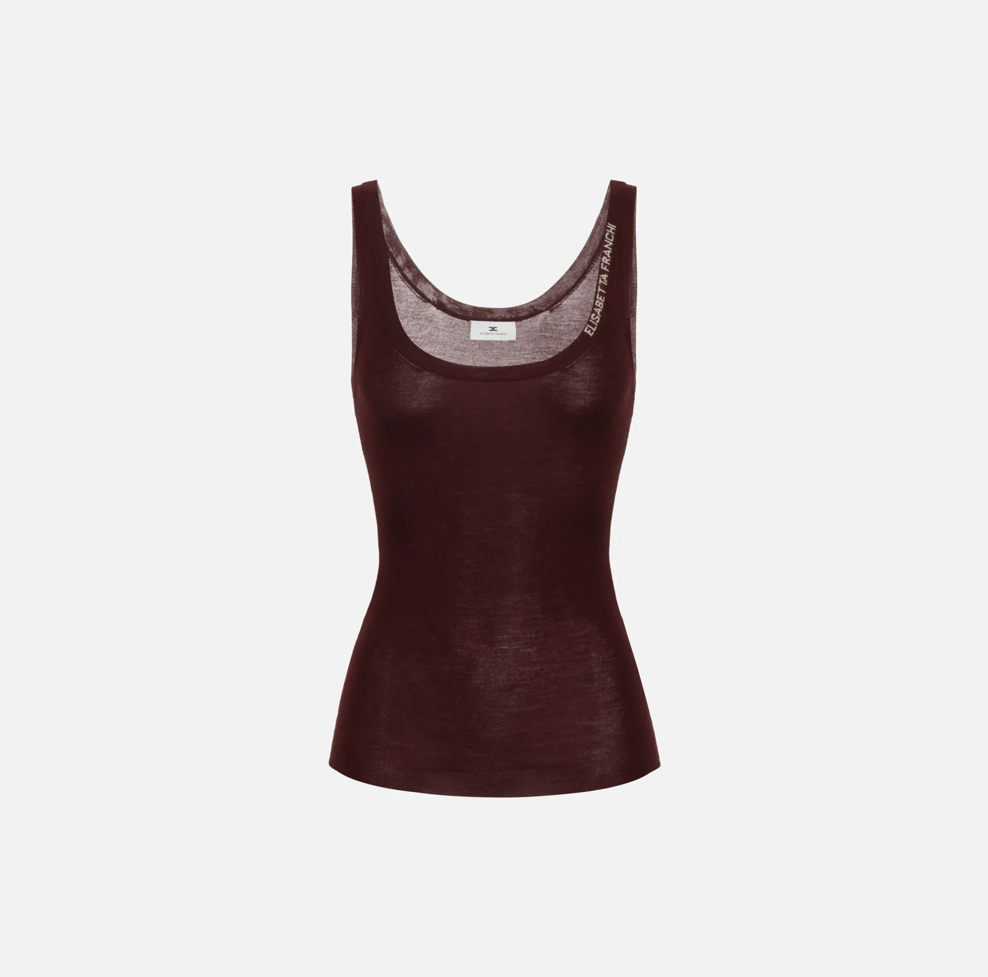 Elisabetta Franchi Top And T-Shirts|Turtleneck top in merino wool fabric with jacquard logo RougeNoir