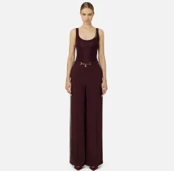Elisabetta Franchi Top And T-Shirts|Turtleneck top in merino wool fabric with jacquard logo RougeNoir