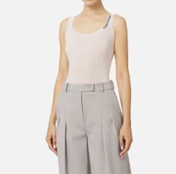 Elisabetta Franchi Top And T-Shirts|Turtleneck top in merino wool fabric with jacquard logo Latex