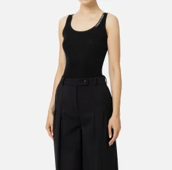 Elisabetta Franchi Top And T-Shirts|Turtleneck top in merino wool fabric with jacquard logo Black