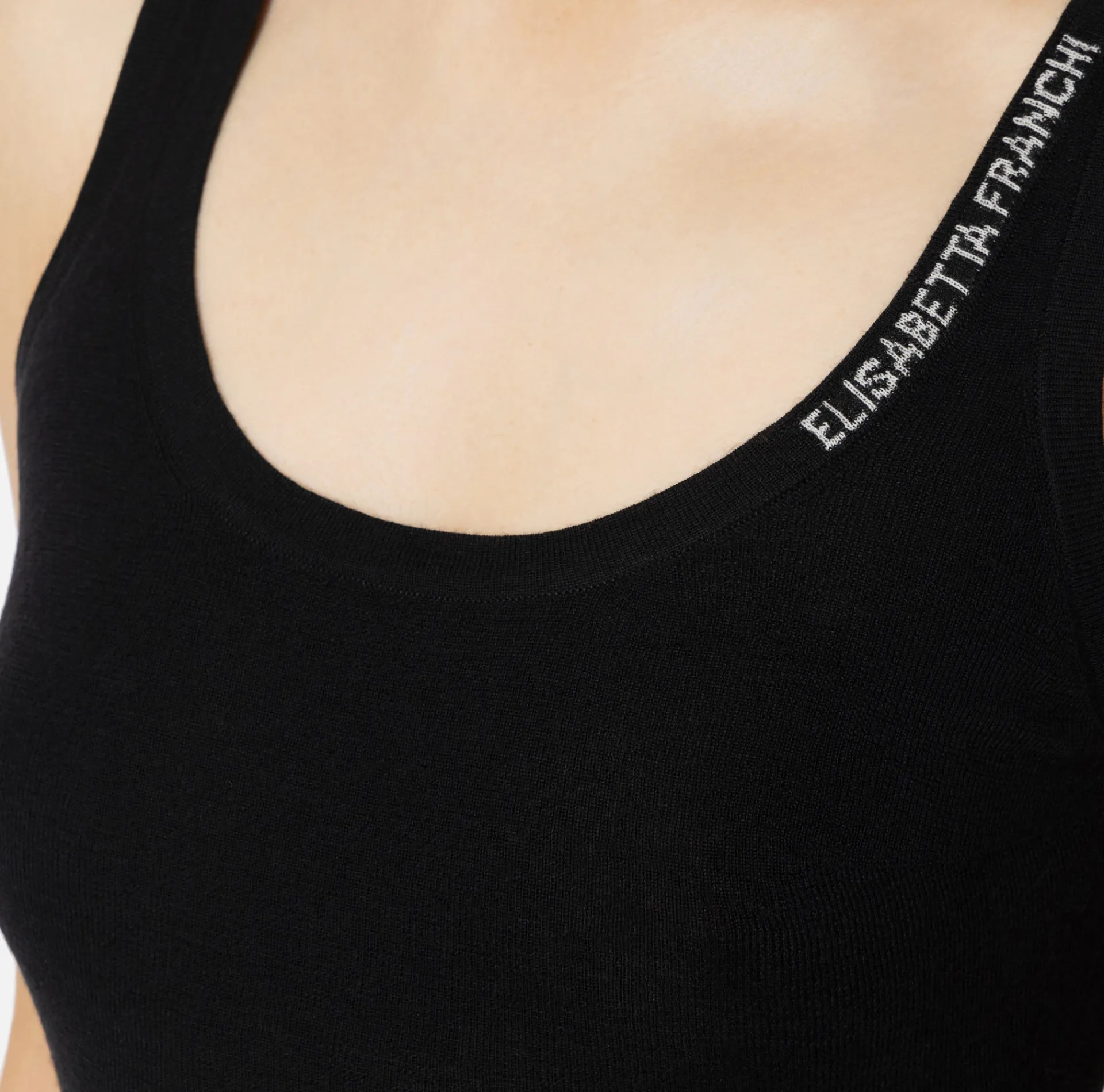 Elisabetta Franchi Top And T-Shirts|Turtleneck top in merino wool fabric with jacquard logo Black