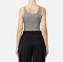 Elisabetta Franchi Top And T-Shirts|Turtleneck top in merino wool fabric with jacquard logo HeatherGrey