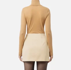 Elisabetta Franchi Knitwear And Sweatshirts|Turtleneck top in merino wool fabric with jacquard logo Bronze