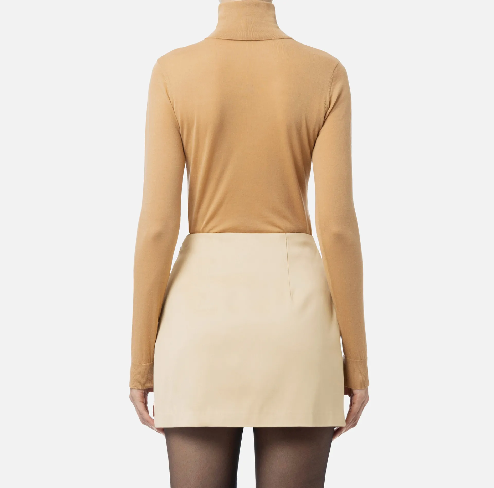 Elisabetta Franchi Knitwear And Sweatshirts|Turtleneck top in merino wool fabric with jacquard logo Bronze
