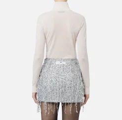 Elisabetta Franchi Knitwear And Sweatshirts|Turtleneck top in merino wool fabric with jacquard logo Latex