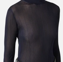 Elisabetta Franchi Knitwear And Sweatshirts|Turtleneck top in ribbed viscose fabric Navy