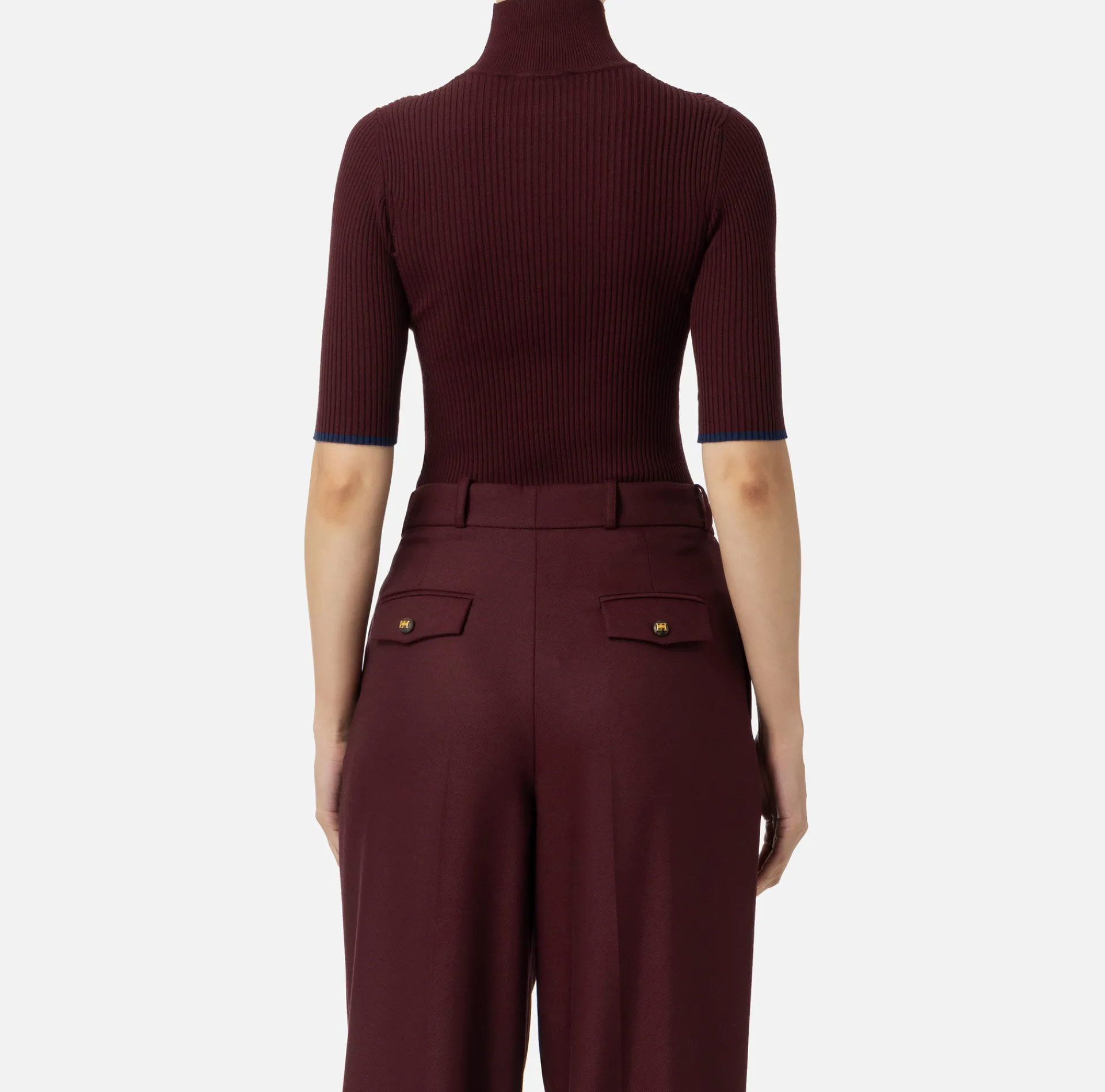 Elisabetta Franchi Knitwear And Sweatshirts|Turtleneck top in viscose fabric with college-style logo Gold