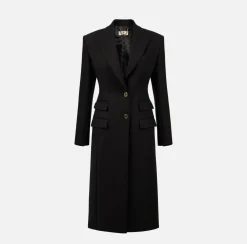 Elisabetta Franchi Coats And Jackets|Tuxedo-style coat in crêpe fabric Black