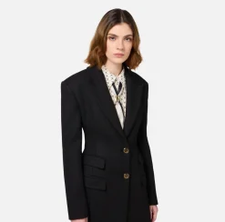 Elisabetta Franchi Coats And Jackets|Tuxedo-style coat in crêpe fabric