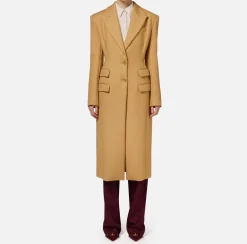 Elisabetta Franchi Coats And Jackets|Tuxedo-style coat in crêpe fabric Bronze