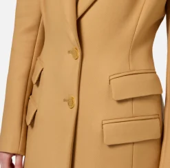 Elisabetta Franchi Coats And Jackets|Tuxedo-style coat in crêpe fabric Bronze