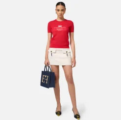 Elisabetta Franchi Skirts|Tweed miniskirt with pockets Butter/Navy
