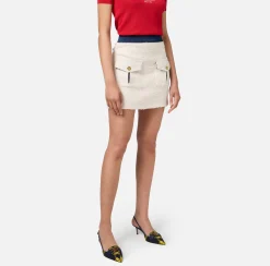 Elisabetta Franchi Skirts|Tweed miniskirt with pockets Butter/Navy