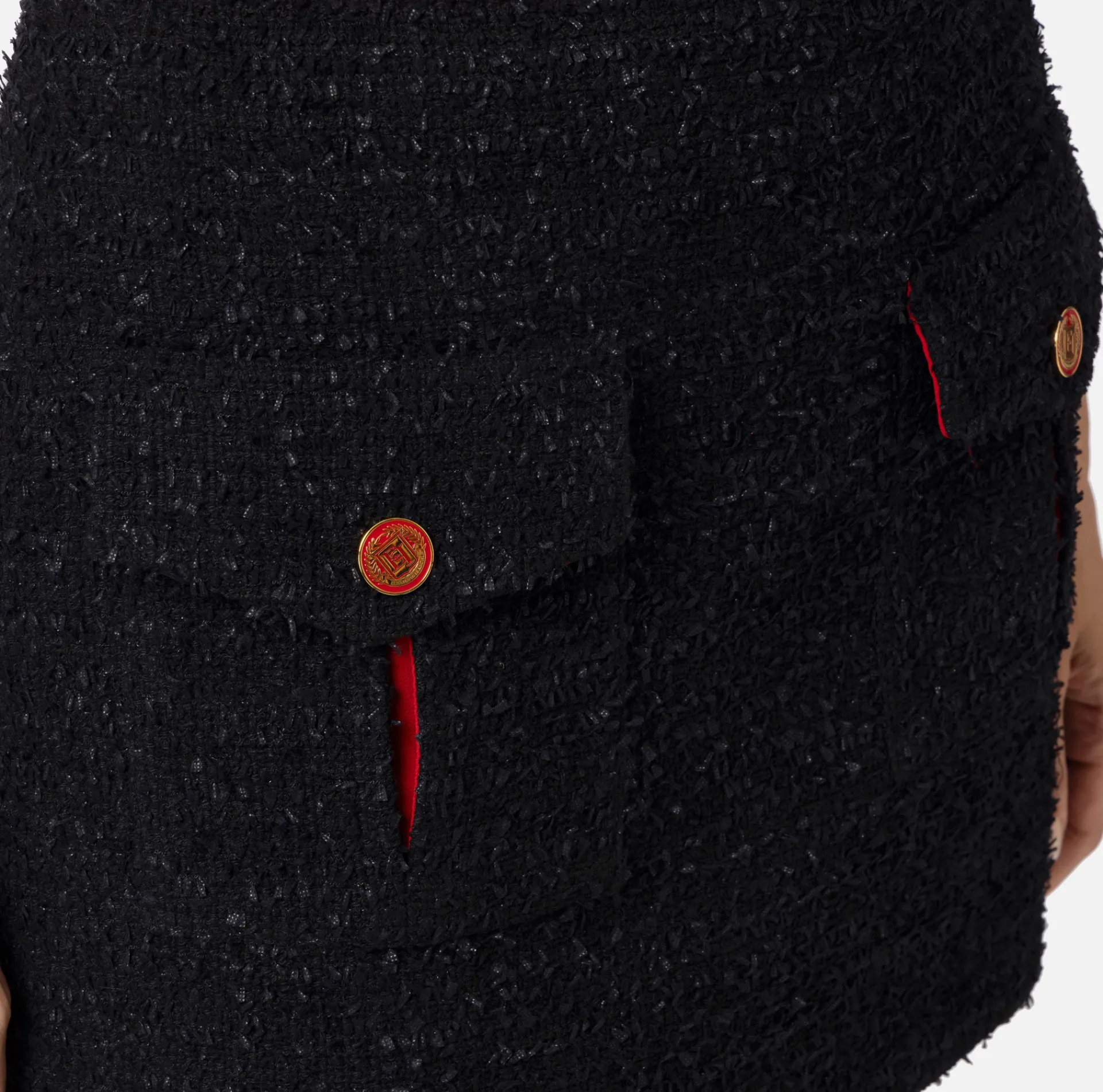 Elisabetta Franchi Skirts|Tweed miniskirt with pockets Black/RedPassion