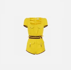 Elisabetta Franchi Jumpsuits|Tweed romper suit with pockets Mimosa/RougeNoir