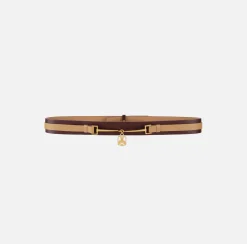 Elisabetta Franchi Belts|Two-colour belt with horsebit Camel/RougeNoir