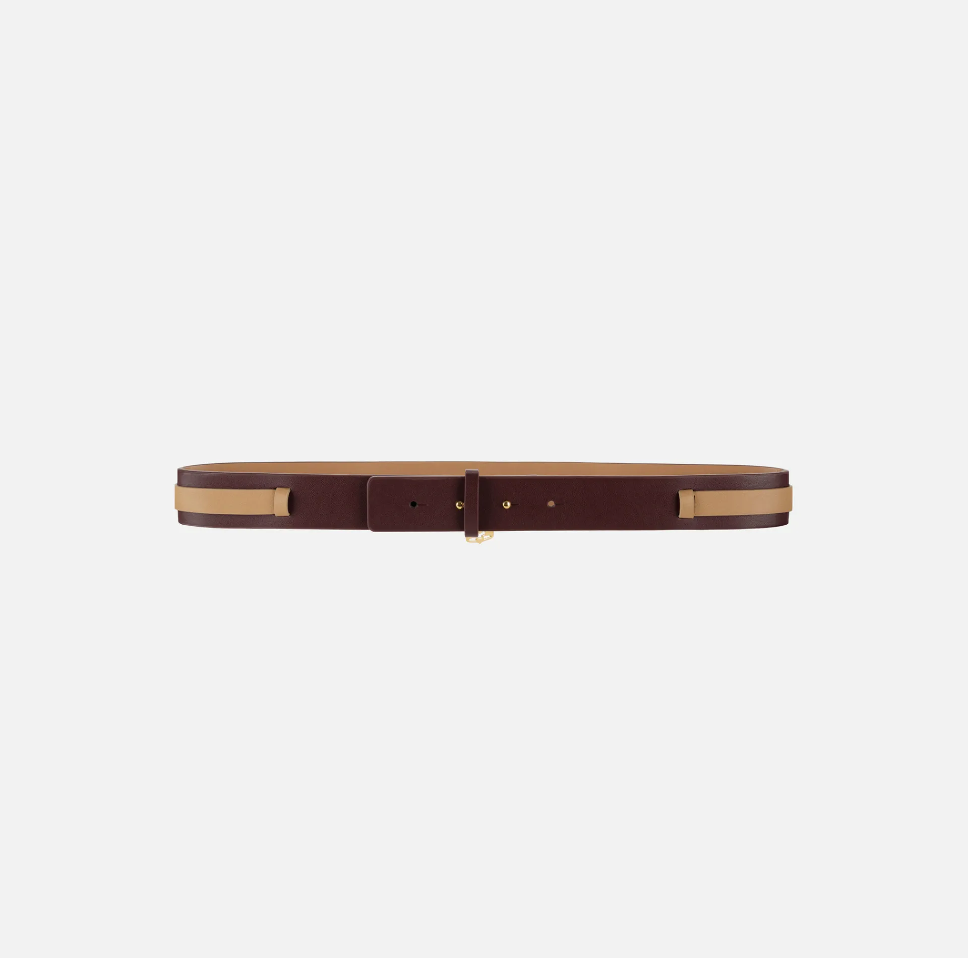 Elisabetta Franchi Belts|Two-colour belt with horsebit Camel/RougeNoir