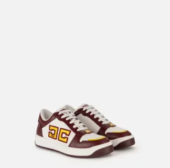 Elisabetta Franchi Sneakers & Flat Shoes|Two-colour logo leather sneakers RougeNoir/Ivory