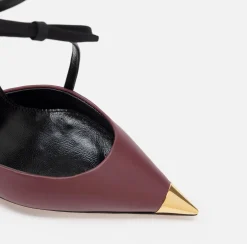 Elisabetta Franchi Pumps|Two-colour Nappa leather slingback shoes Black/RougeNoir