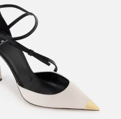 Elisabetta Franchi Pumps|Two-colour Nappa leather slingback shoes Black/Butter