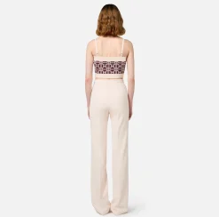 Elisabetta Franchi Top And T-Shirts|Viscose blend jacquard logo top RougeNoir/Butter