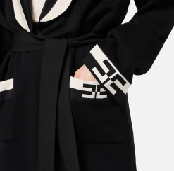 Elisabetta Franchi Knitwear And Sweatshirts|Viscose cardigan with logo bands Black/Butter