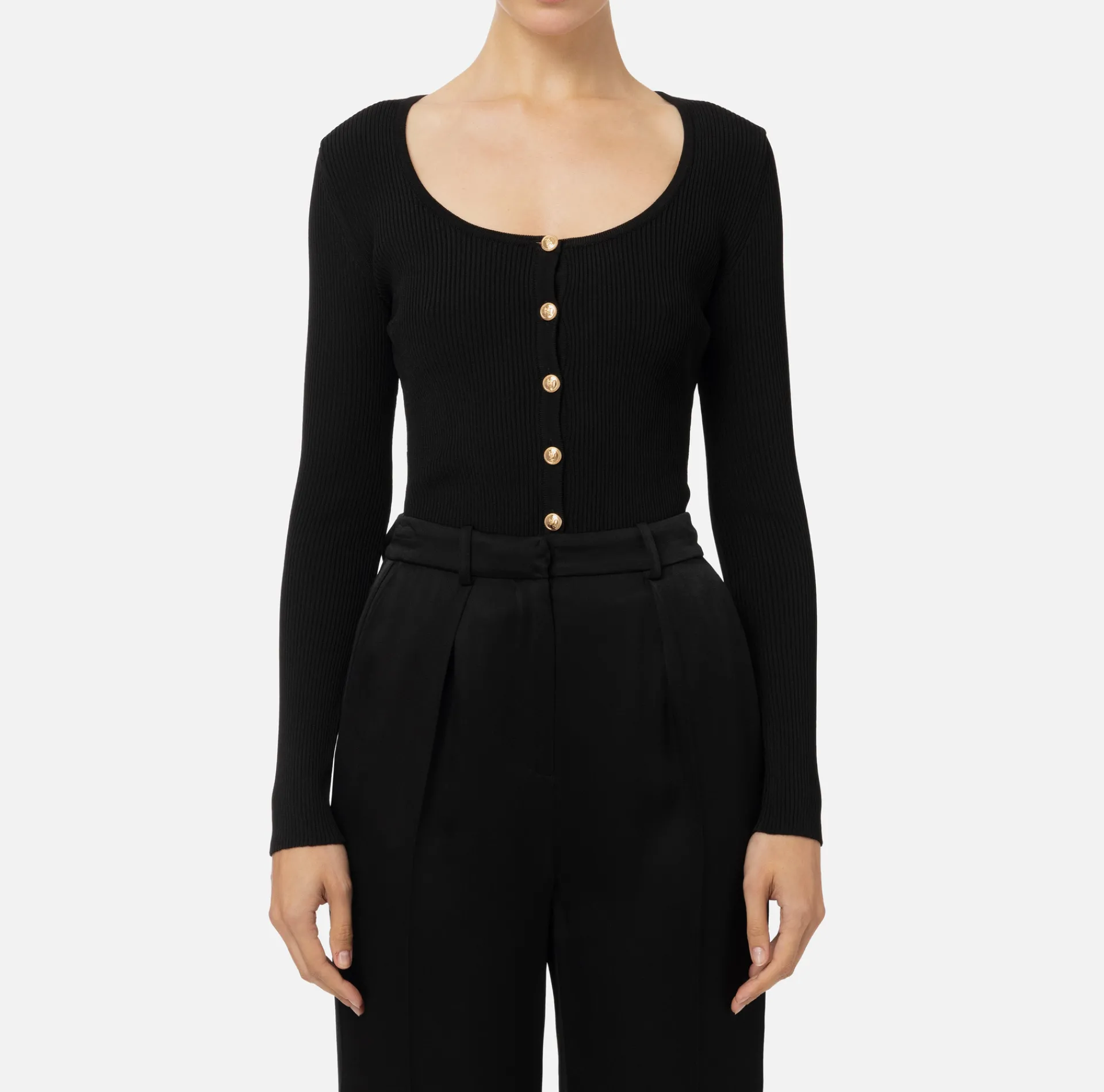 Elisabetta Franchi Knitwear And Sweatshirts|Viscose cardigan with pleated effect Black