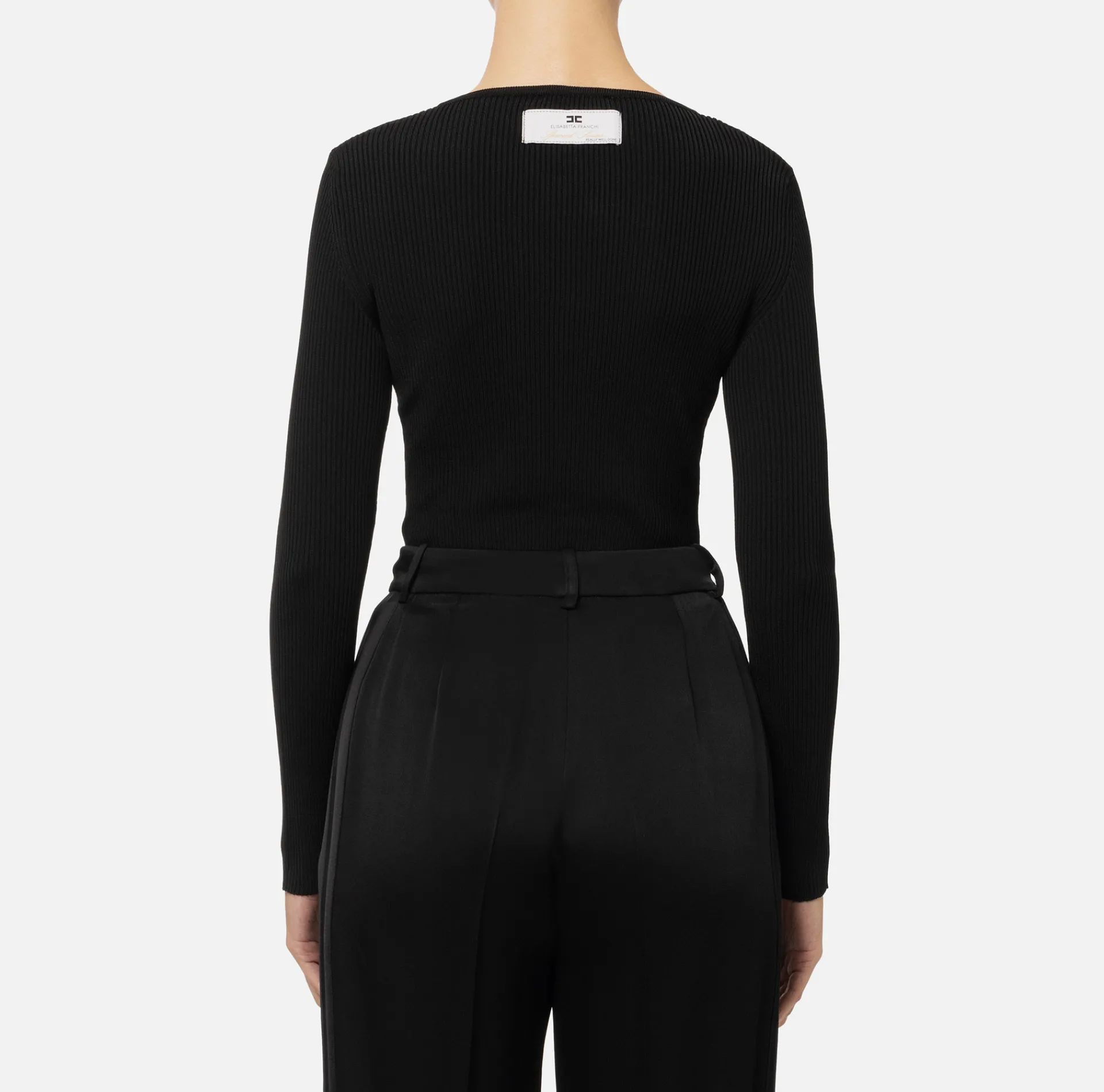 Elisabetta Franchi Knitwear And Sweatshirts|Viscose cardigan with pleated effect Black