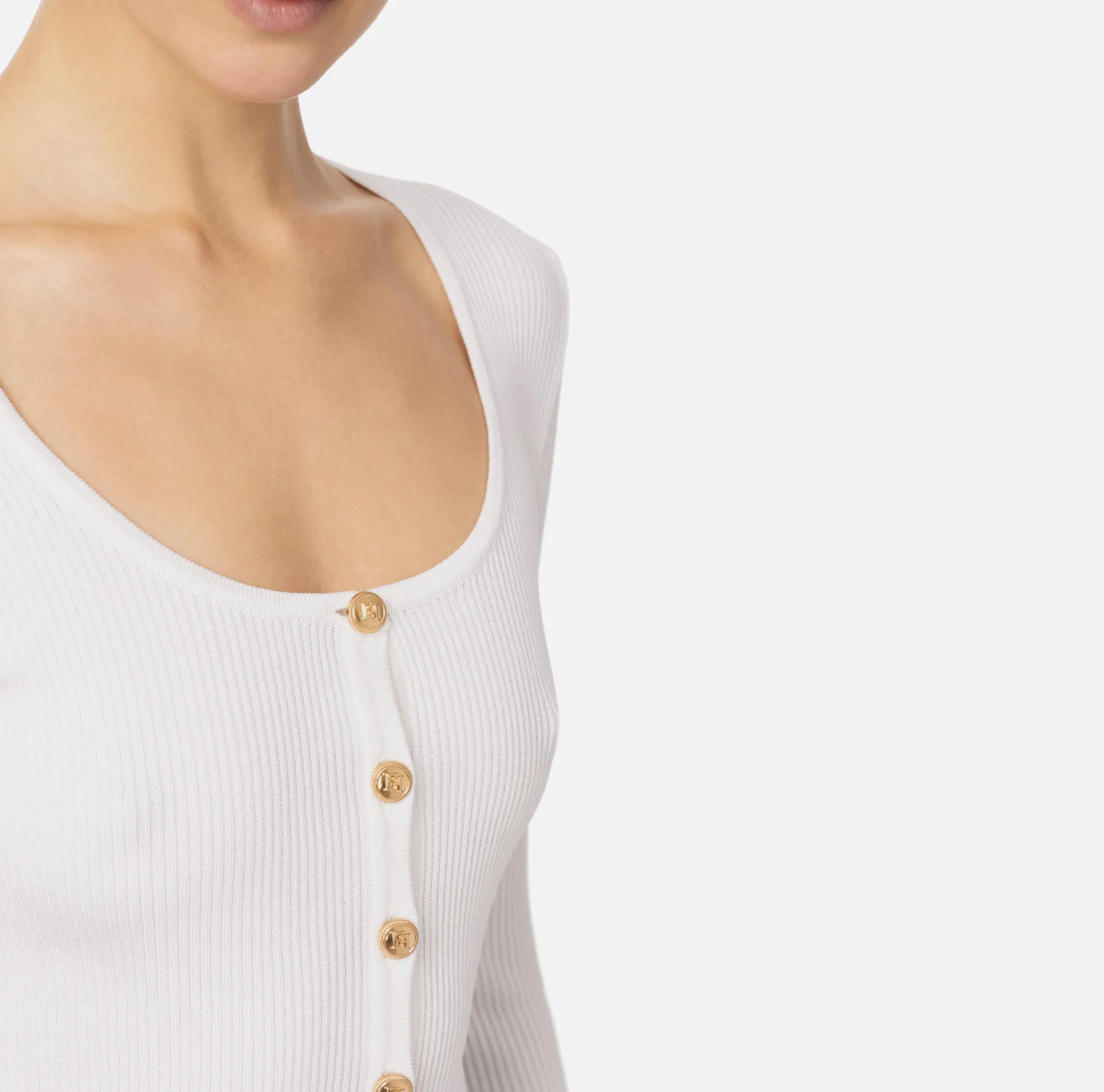Elisabetta Franchi Knitwear And Sweatshirts|Viscose cardigan with pleated effect Ivory