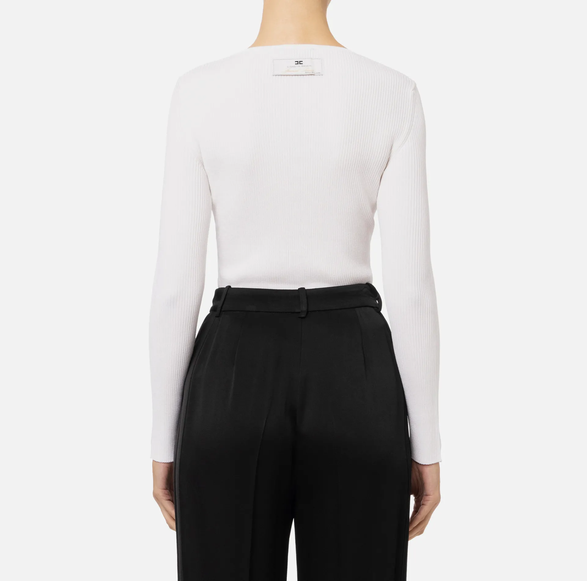 Elisabetta Franchi Knitwear And Sweatshirts|Viscose cardigan with pleated effect Ivory