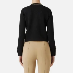 Elisabetta Franchi Knitwear And Sweatshirts|Viscose cropped jacket with chain Black