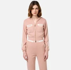 Elisabetta Franchi Knitwear And Sweatshirts|Viscose cropped sweatshirt with logo bands
