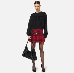 Elisabetta Franchi Knitwear And Sweatshirts|Viscose cropped sweatshirt with logo embroidery Black
