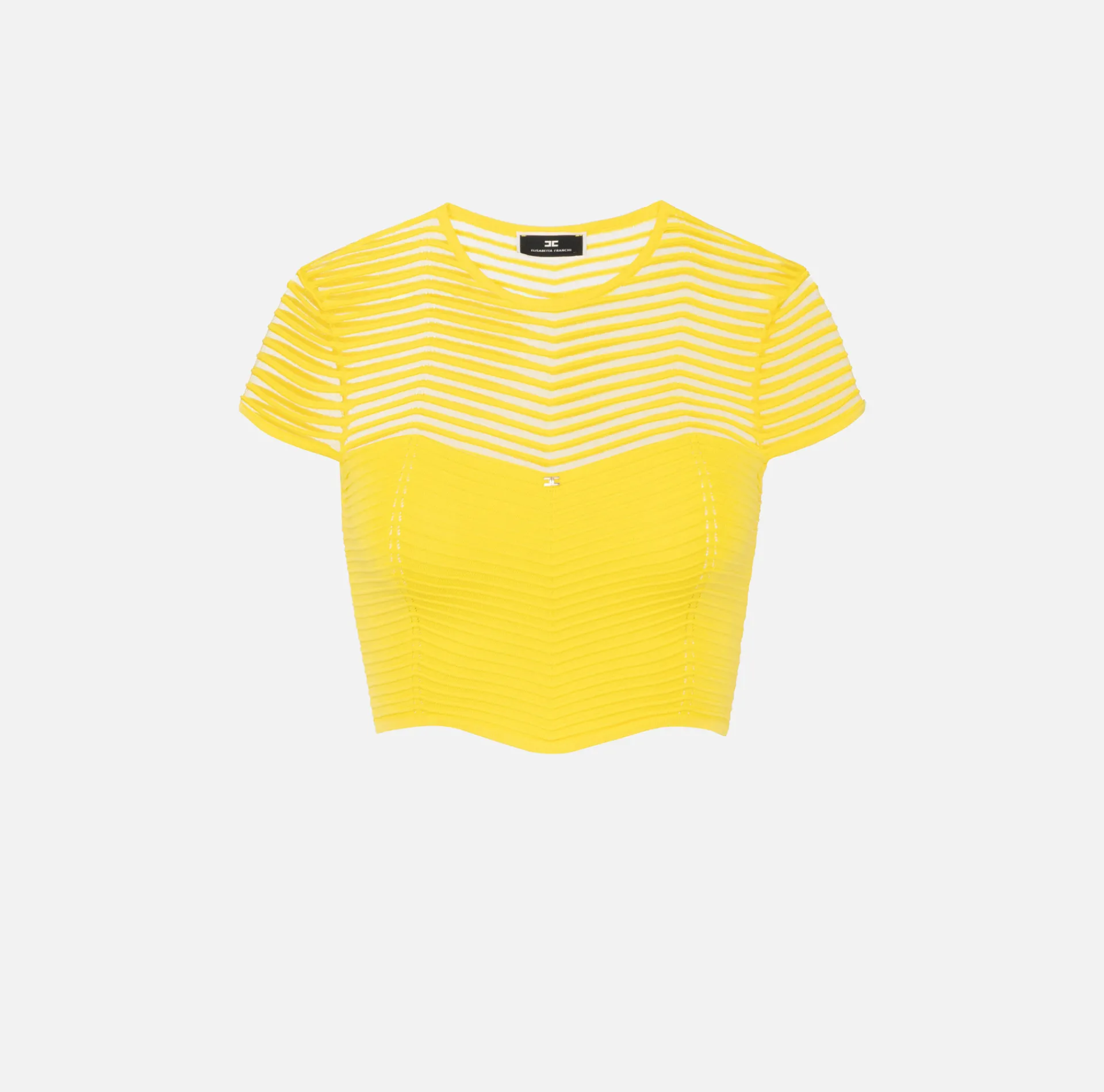 Elisabetta Franchi Top And T-Shirts|Viscose cropped top with herringbone pattern Mimosa