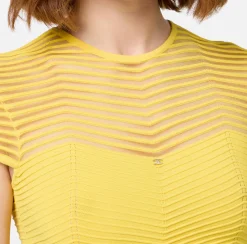 Elisabetta Franchi Top And T-Shirts|Viscose cropped top with herringbone pattern Mimosa