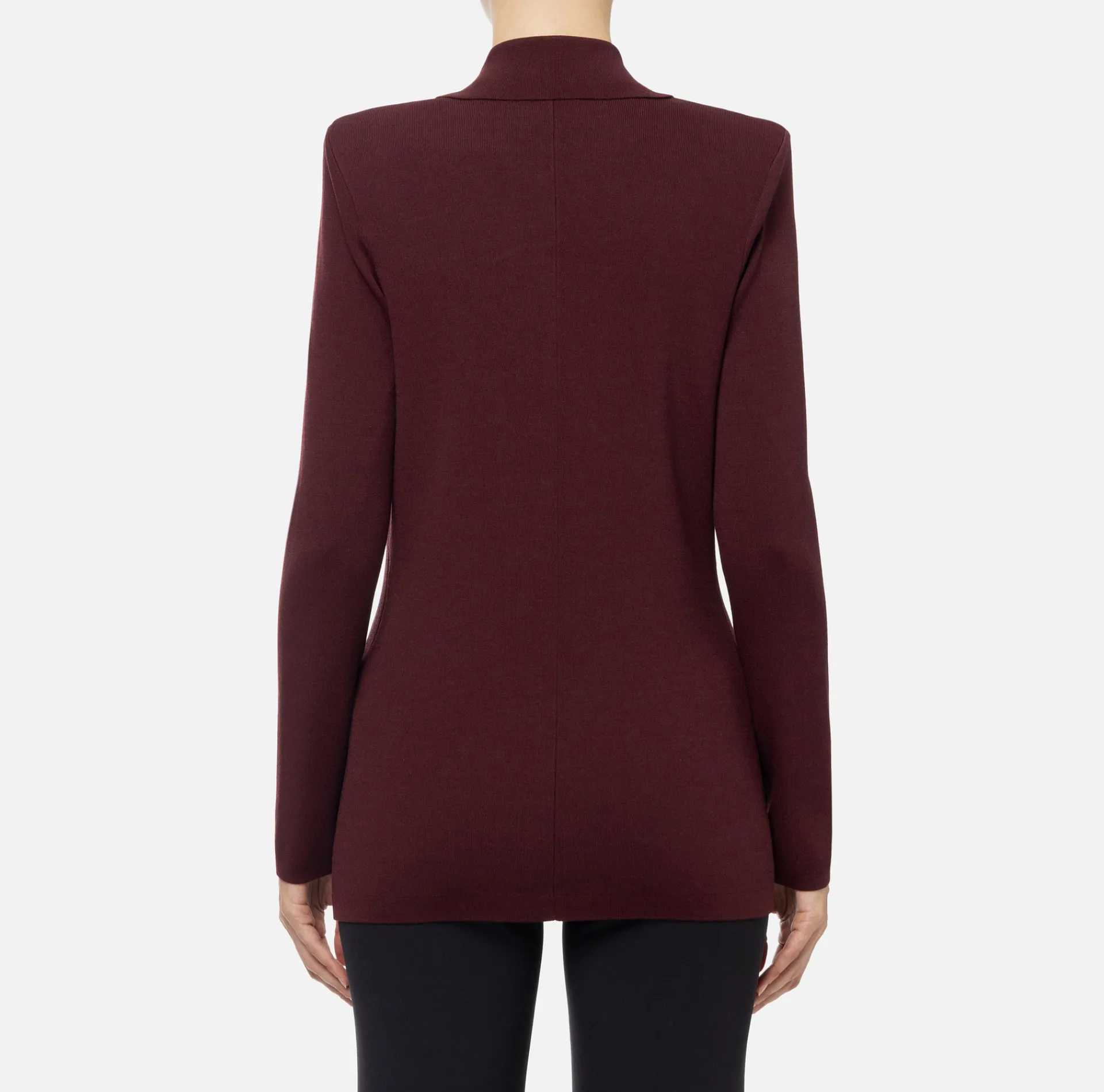 Elisabetta Franchi Knitwear And Sweatshirts|Jackets And Trench Coats|Viscose double-breasted jacket with logo patch RougeNoir